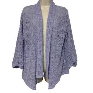 Alfred Dunner Petite womens PM Periwinkle Popcorn Knit Shrug 3/4 Sleeves